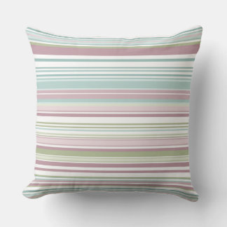 Pink, Aqua, mint, spring rain and mauve stripes Kissen