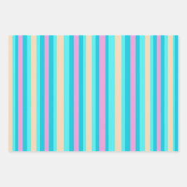 Pink Aqua Orange Wrapping Paper Set Geschenkpapier Set