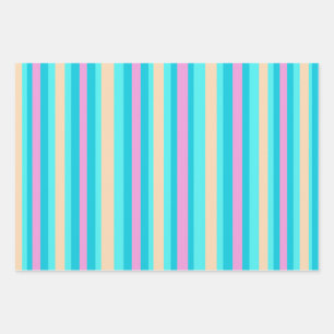 Pink Aqua Orange Wrapping Paper Set Geschenkpapier Set