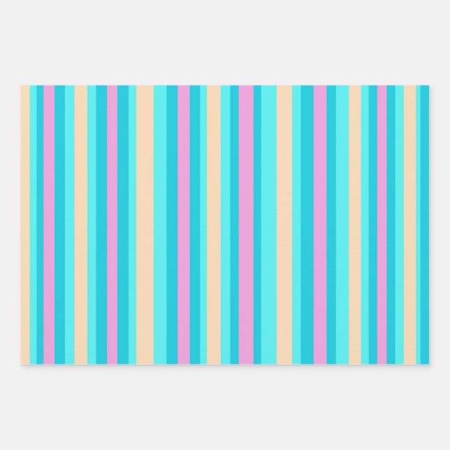 Pink Aqua Orange Wrapping Paper Set Geschenkpapier Set (Vorderseite)