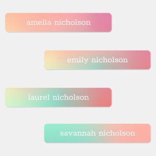 Pink Aqua Pastel Ombre Gradient Wasserdicht Etiketten