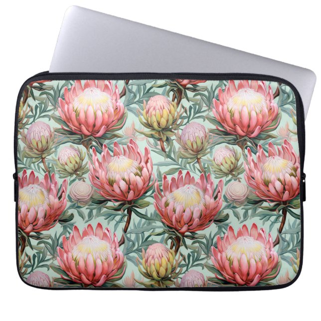 Pink Aqua Protea Blume Fynbos Design Laptopschutzhülle (Vorderseite)