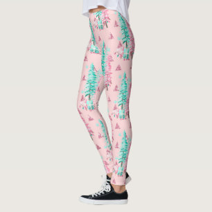 Pink Aqua Weihnachtsbaum Festival Leggings