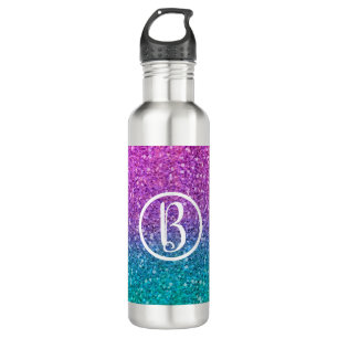 Pink Aquamarin Aqua Blue & Lila Funkelnd Glitzer Edelstahlflasche