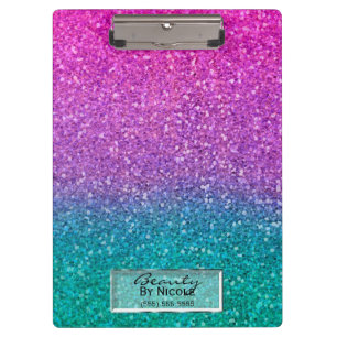 Pink Aquamarin Aqua Blue & Lila Funkelnd Glitzer Klemmbrett