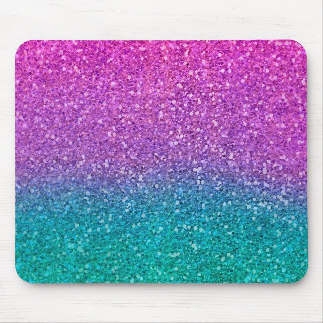 Pink Aquamarin Aqua Blue & Lila Funkelnd Glitzer Mousepad (Vorne)