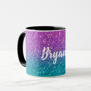 Pink Aquamarin Aqua Blue & Lila Funkelnd Glitzer Tasse