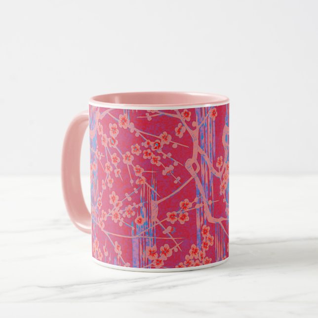 PINK AQUAMARIN BLAU SAKURA BLUME Japanisch Tasse (Vorderseite Links)