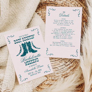 Pink Aquamarin Cowgirl Bachelorette Social Club Einladung