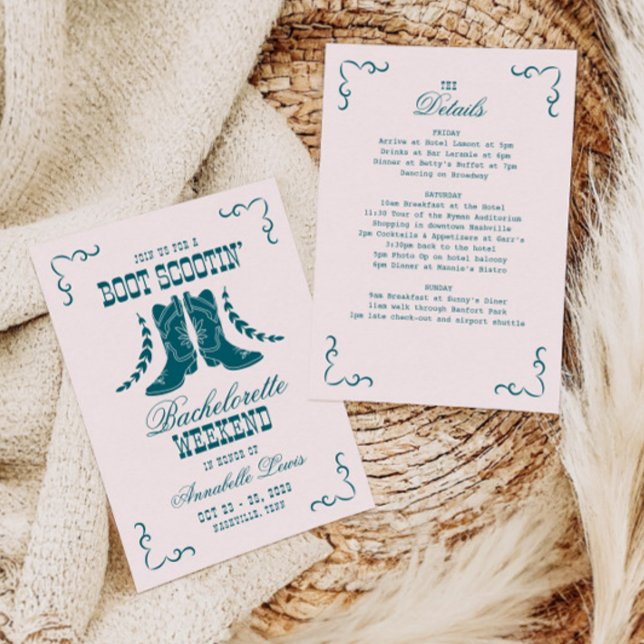 Pink Aquamarin Cowgirl Bachelorette Social Club Einladung (Von Creator hochgeladen)