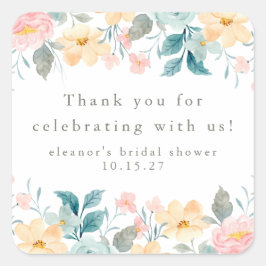 Pink Aquamarin floral Brautparty Custom Vielen Dan Quadratischer Aufkleber