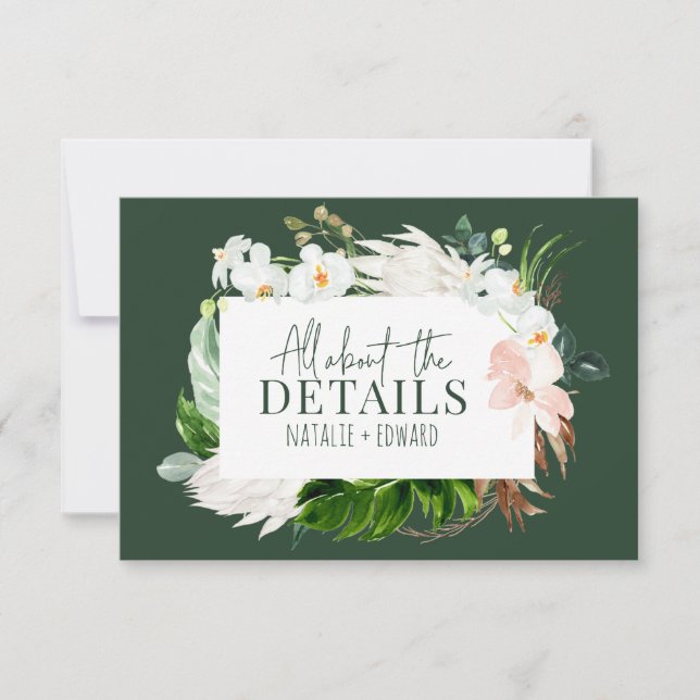 Pink, aquamarin + orchid, tropisch-blumengeschmück save the date (Vorderseite)