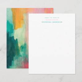 Pink Aquamarin Painted Personal Stationery Mitteilungskarte