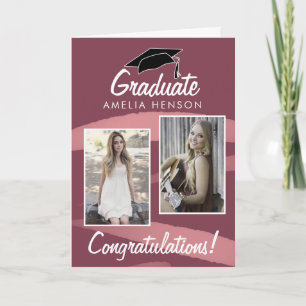 Pink-Aquarell-Absolventen-Gratulation 2 Foto Karte