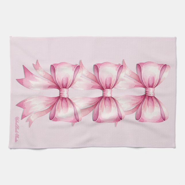 Pink Aquarell Bow Print Kitchtuch Geschirrtuch (Horizontal)