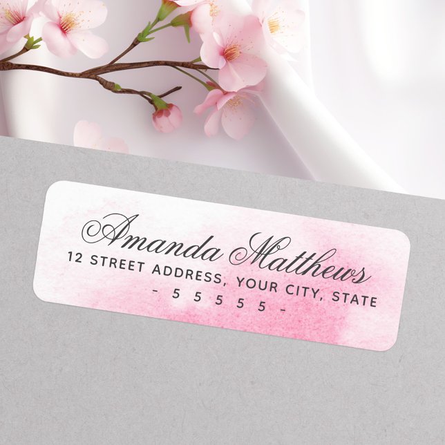 Pink-Aquarell-Kalligraphie-Skriptadresse (Pink watercolor calligraphy script address label)