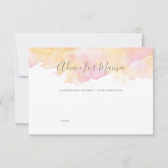 Pink Aquarell Kinderduschempfehlung für Mama Cards Einladung (Vorderseite)