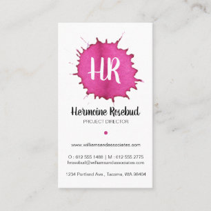 Pink-Aquarell - Monogramm-Visitenkarte Visitenkarte