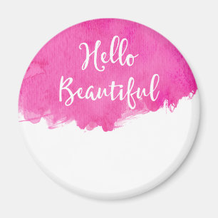Pink Aquarell Paint Spritzer Hallo Beautiful Magnet