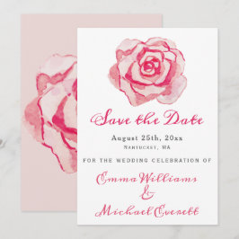 Pink-Aquarell-Rose - Hochzeitssache Speichern Sie Save The Date