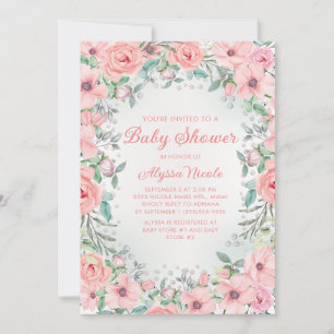 Pink Aquarell Rose Pearls Baby Dusche