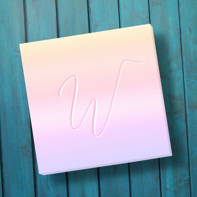 Pink Aquarellpastelltypografie-Monogramm Post-it Klebezettel (Von Creator hochgeladen)