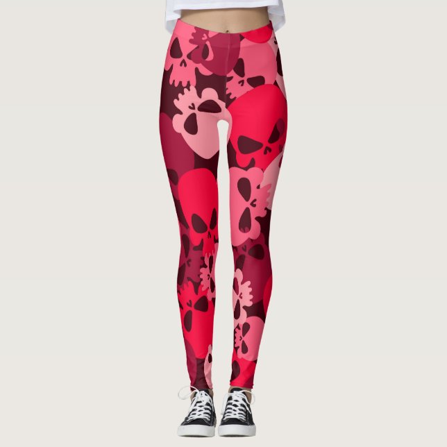 Pink Army Skull Camouflage Muster Allover Leggins (Vorderseite)
