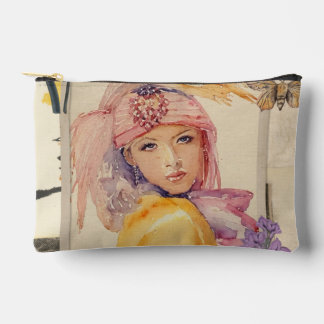 Pink Art deco accessories bag Zubehörtasche