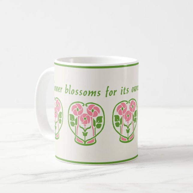Pink Art Nouveau Blume Kaffee Tasse (Vorderseite Links)