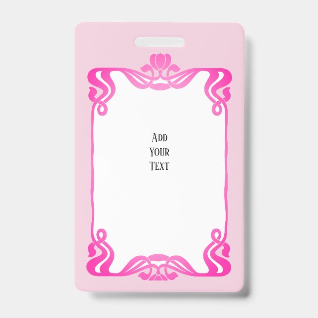 Pink Art Nouveau Border Ausweis (Vorderseite)
