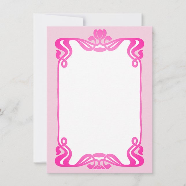 Pink Art Nouveau Border Mitteilungskarte (Vorderseite)
