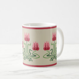 Pink Art Nouveau Tulip Trio Kaffee Tasse