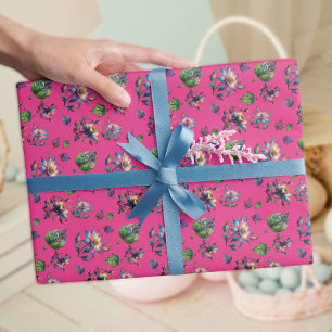 Pink Art Nouveau verkleidete Glass Spring Blumen Geschenkpapier