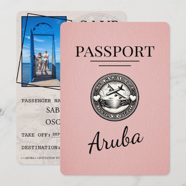 Pink Aruba Pass Save the Date (Vorne/Hinten)