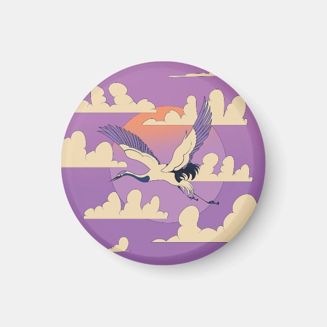 Pink Asian Crane Bird Magnet (Vorne)