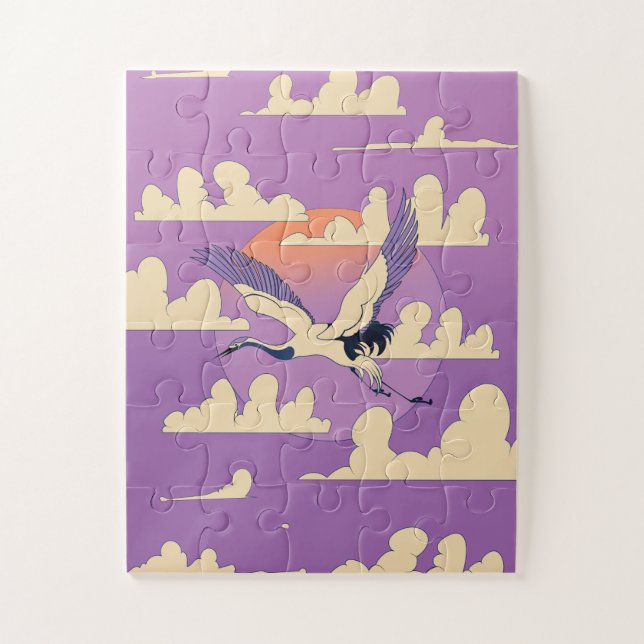 Pink Asian Crane Bird Puzzle (Vertikal)
