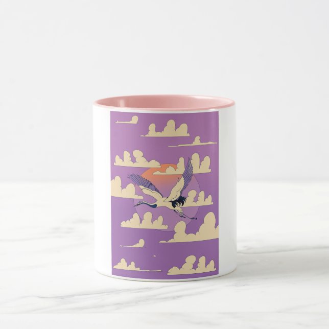 Pink Asian Crane Bird Tasse (Zentrum)