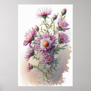 Pink Aster Blumen Art Print Poster