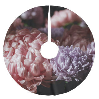 Pink Aster Bouquet: Barockbeleuchtung. Polyester Weihnachtsbaumdecke