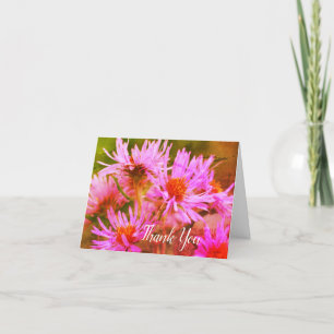 Pink Asters Blumen Art Dankeschön Card Dankeskarte