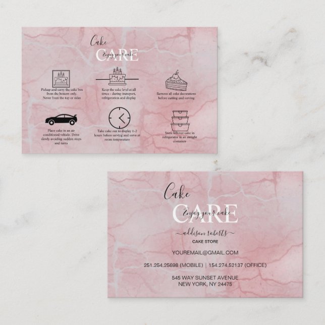 Pink-Ästhetik-Cake-Platz-Visitenkarte Visitenkarte (Vorne/Hinten)