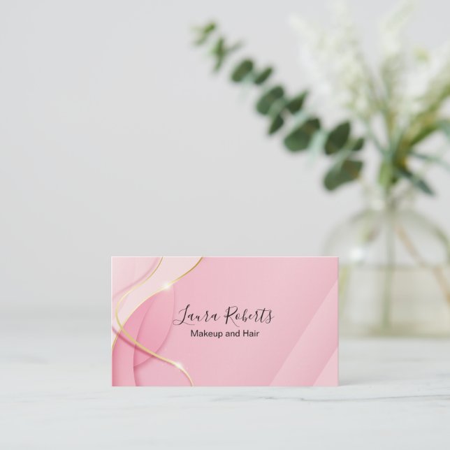 Pink-ästhetische Marmorkarte Glitzer Business Card Visitenkarte (Stehend Vorderseite)