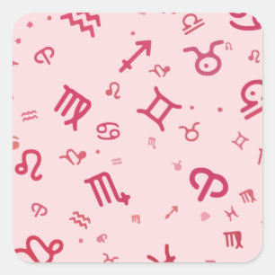Pink Astrologie Sternzeichen Quadratischer Aufkleber