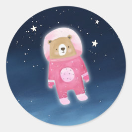 Pink Astronaut Bear Space Baby Dusche Runder Aufkleber