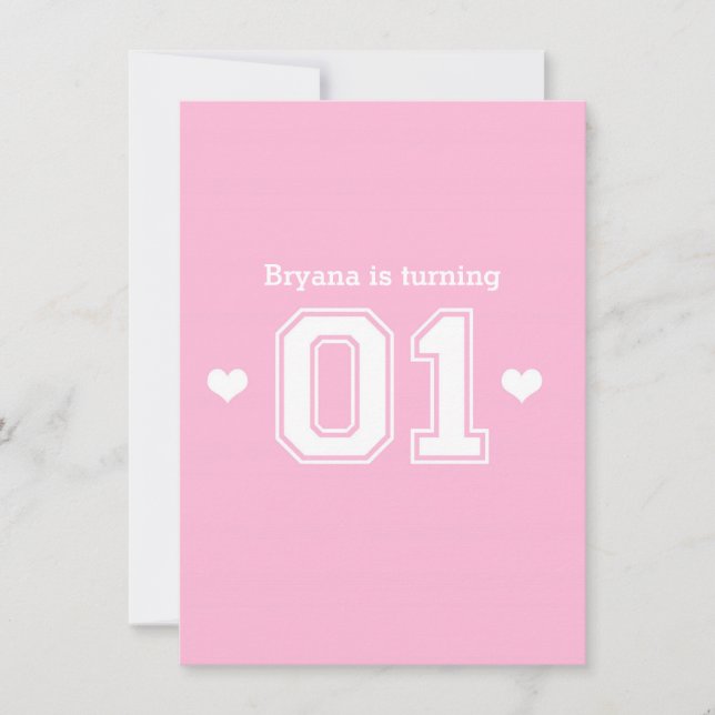 Pink Athletic 01 1. Geburtstag Party Einladungen (Vorderseite)