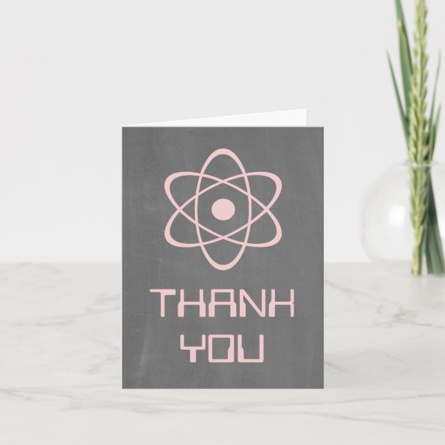 Pink Atomic Chalkboard Danke Karte (Vorderseite)