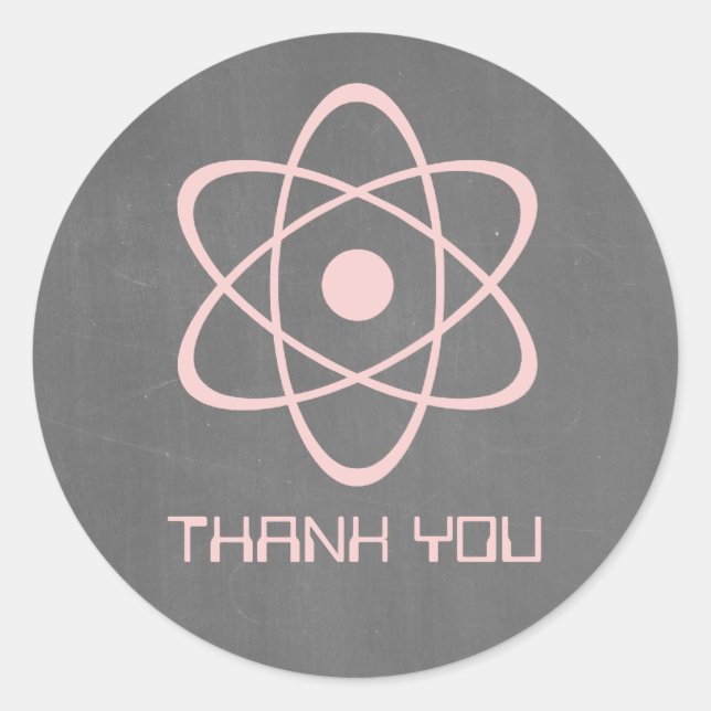 Pink Atomic Chalkboard Danke Stickers (Vorderseite)
