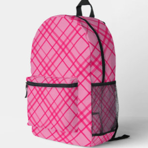 Pink auf rosa Tartan Kariertes Muster Bedruckter Rucksack