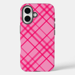 Pink auf rosa Tartan Kariertes Muster iPhone 16 Hülle