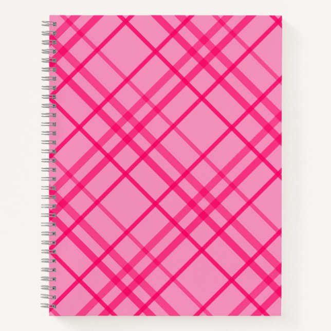 Pink auf rosa Tartan Kariertes Muster Notizbuch (Vorderseite)
